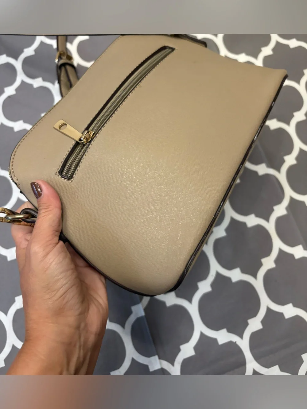 Kate Spade tan Saffiano leather dome crossbody bag purse